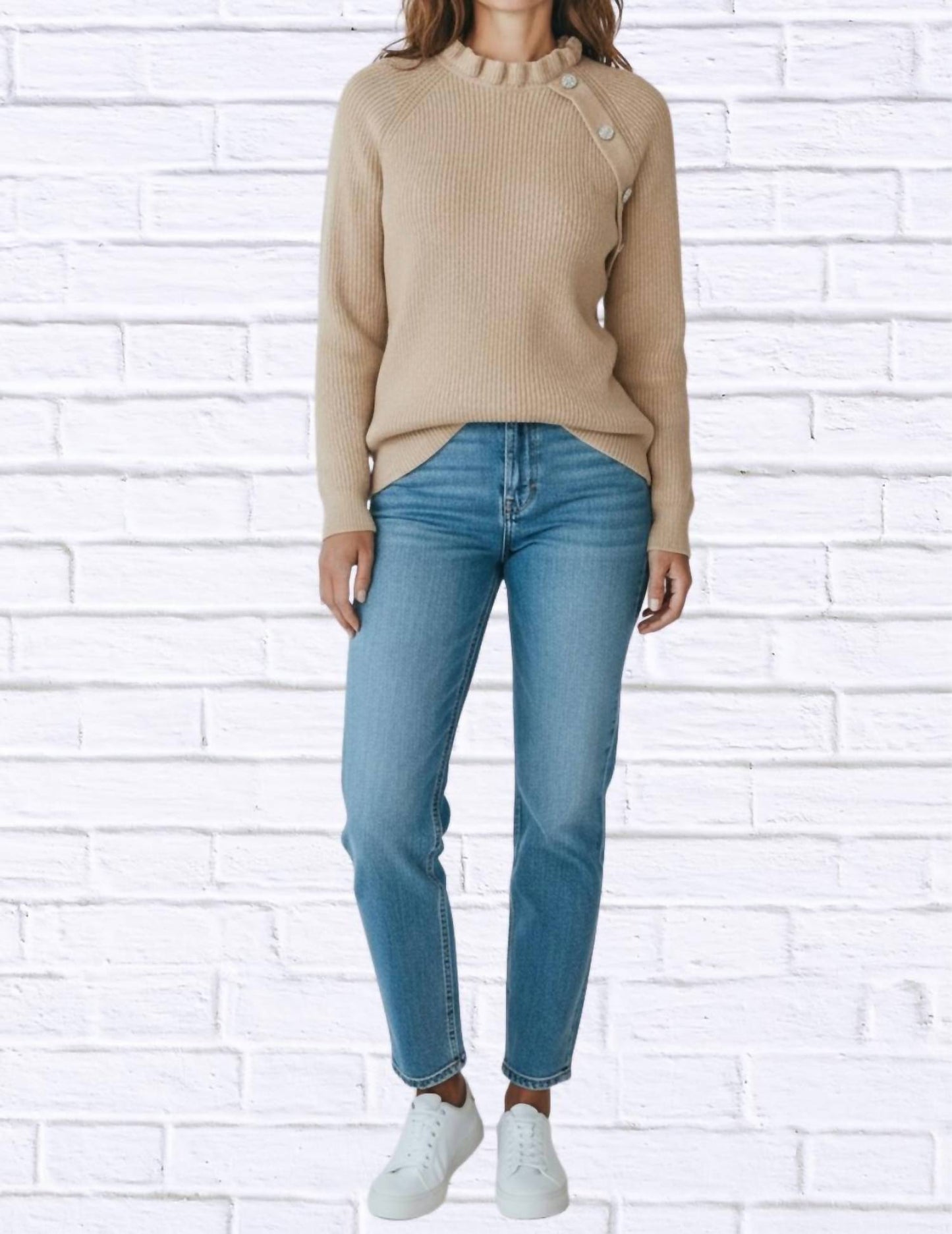 Solid Loose Knit Button Sweater
