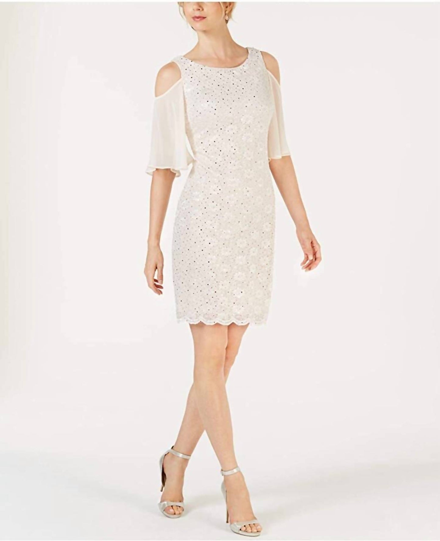 Lace Cold Shoulder Sheath Dress
