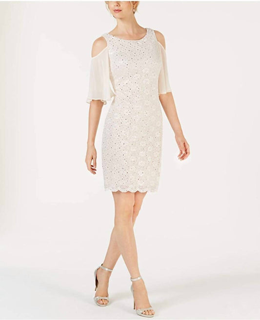 Lace Cold Shoulder Sheath Dress