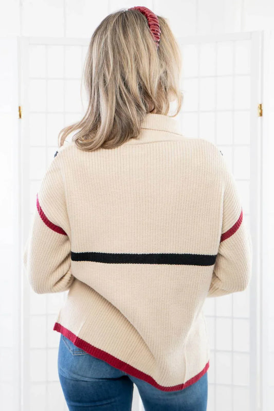 Lula the Label - Quarterback Keeper Contrast Quarter Zip Sweater - Rack Hunt