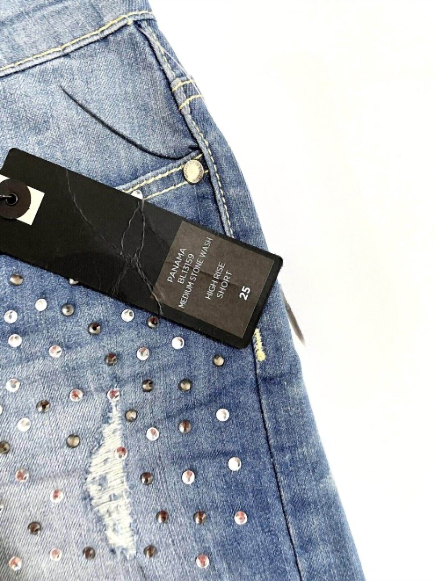 Buffalo David Bitton - Women's Embellished Panama Cut Off Denim Jean Shorts - Rack Hunt -