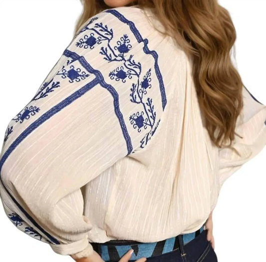 Piti Cuiti - Maddi Embroidered Boho Blouse - Rack Hunt