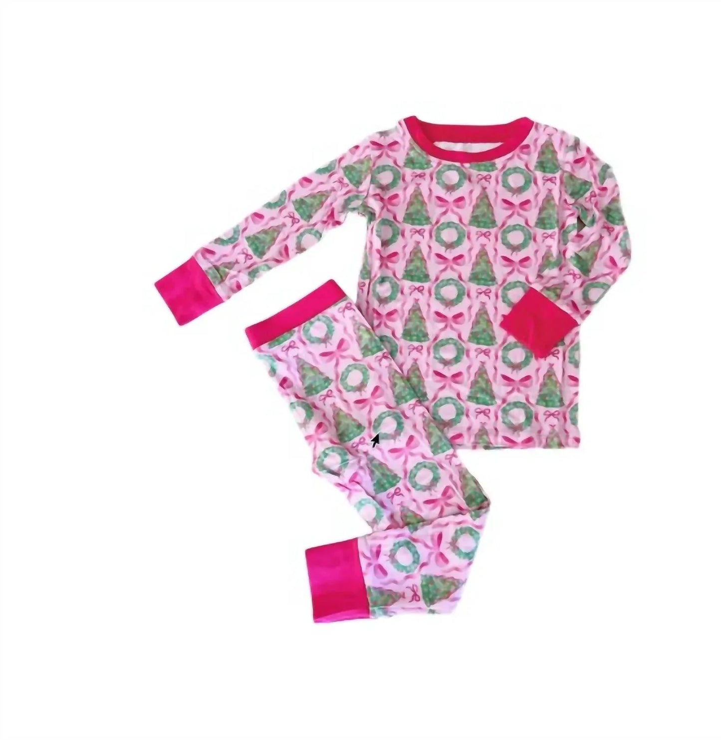 Small Shop - Girl's Christmas Tree Bamboo Pajama Set - Rack Hunt