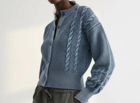 Washed Cable Knit Cardigan