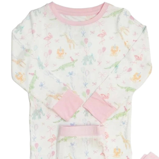 Kids Birthday Zoo Animals Bamboo Pajama Set