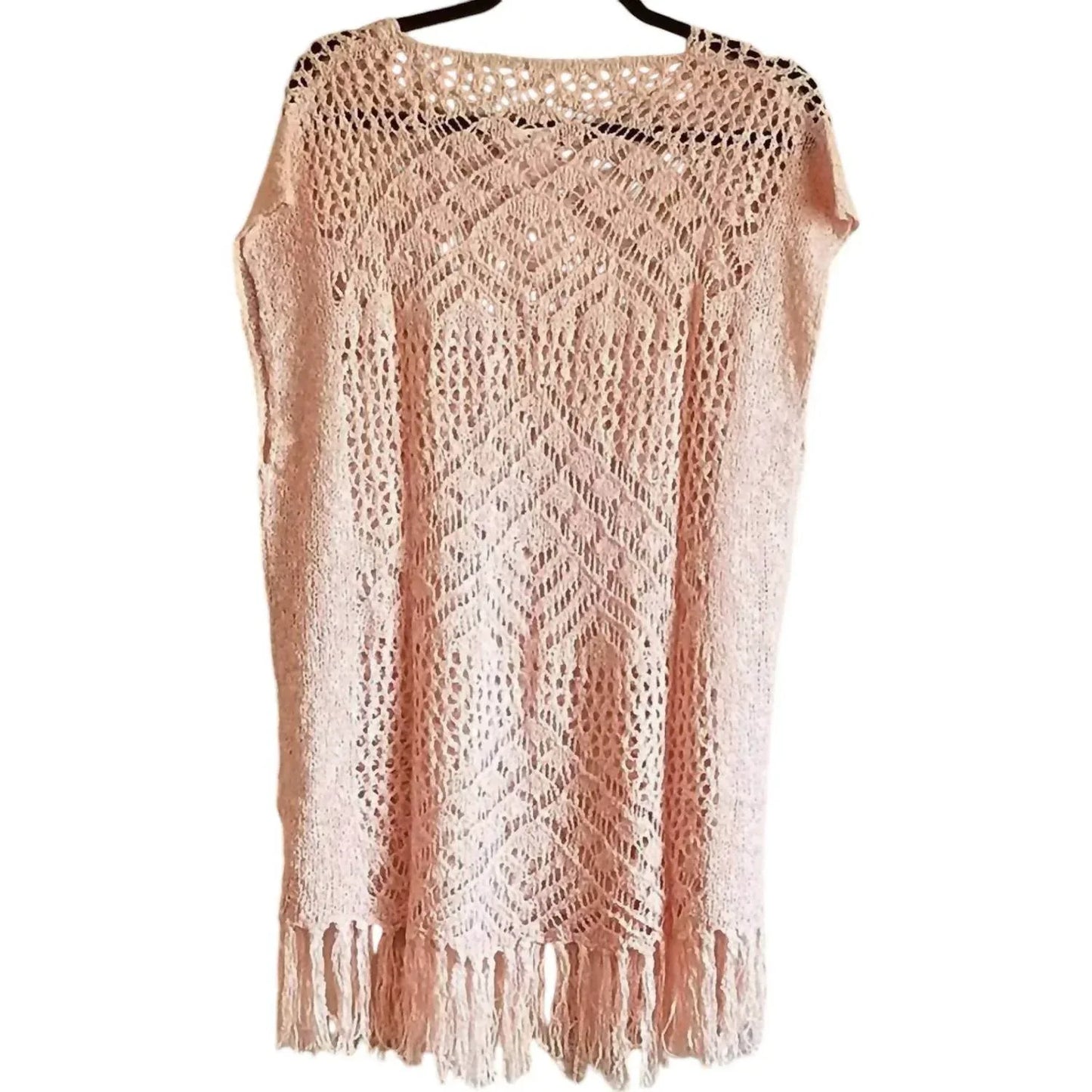 Oddy - Women's Crochet Open Knit Top with Fringe - Rack Hunt