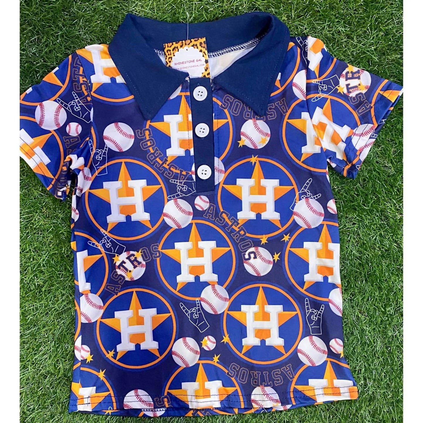 Kid's Astros Inspired Baseball Polo