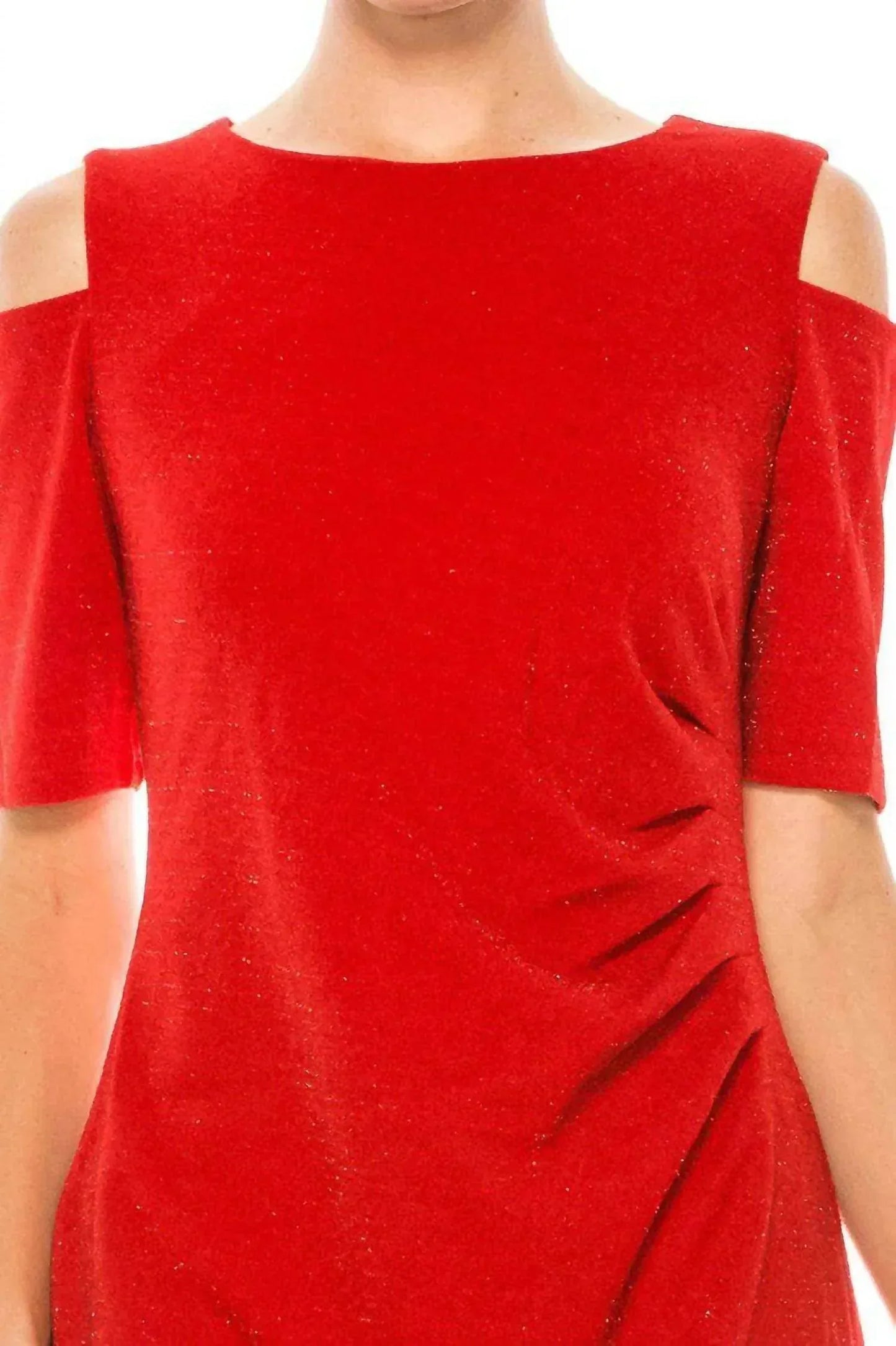 ILE Clothing - Side Pleat Cold Shoulder Sheath Dress - Rack Hunt