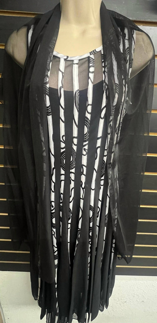 Women's Ribbed Shaw Mesh Dress