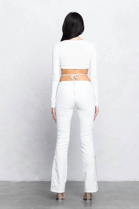 Cut Out Back Side Long Sleeves Bodysuit