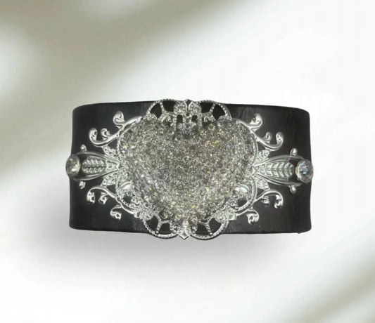 BFF Creations - Women's Leather Cuff Rhinestone Bracelet - Rack Hunt