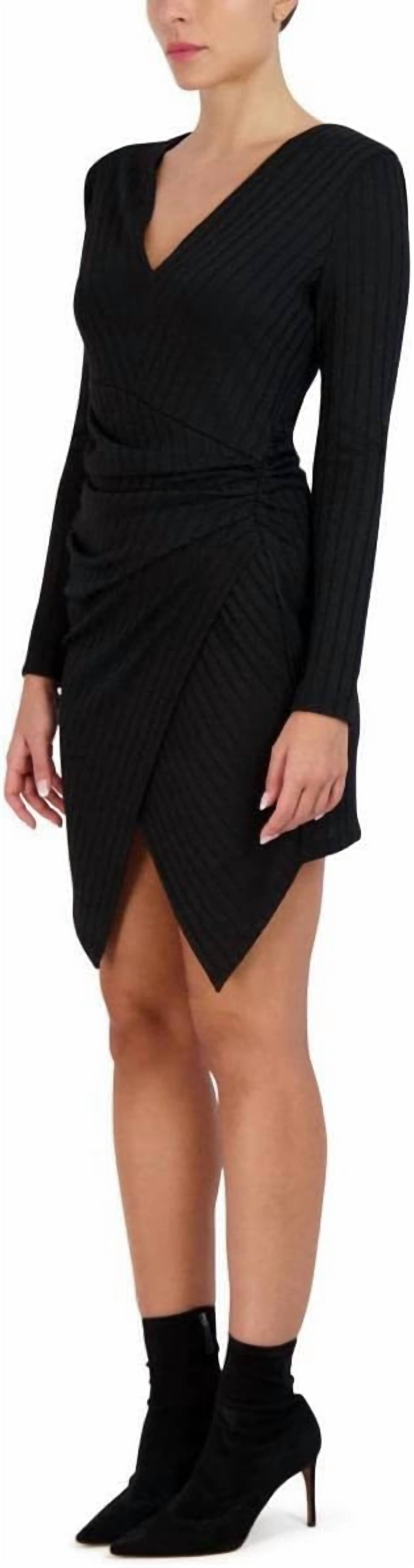 Women's Long Sleeve Asymmetrical Hem Mini Dress