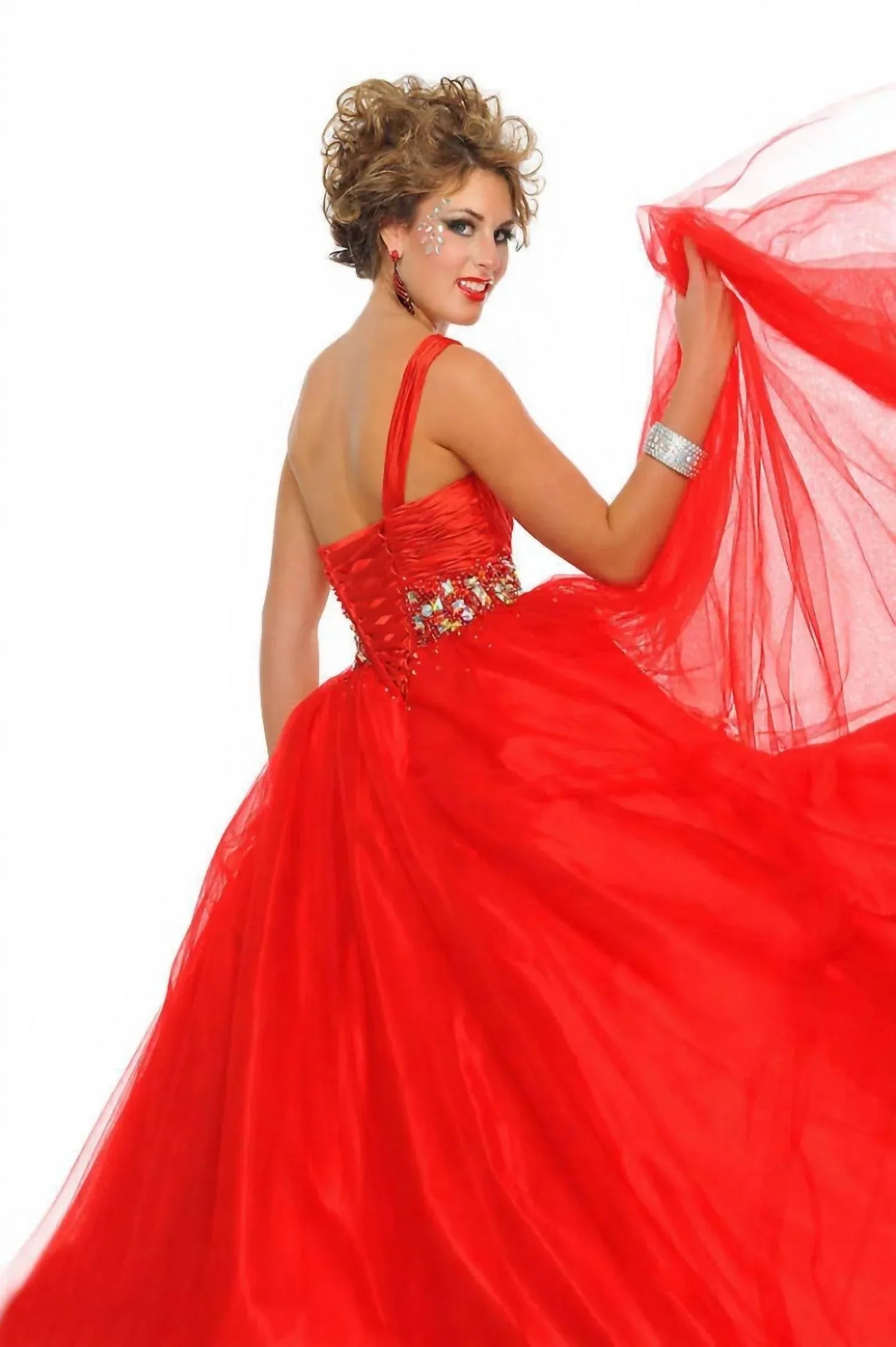 Precious Formals - Jeweled One Shoulder Ball Gown - Rack Hunt
