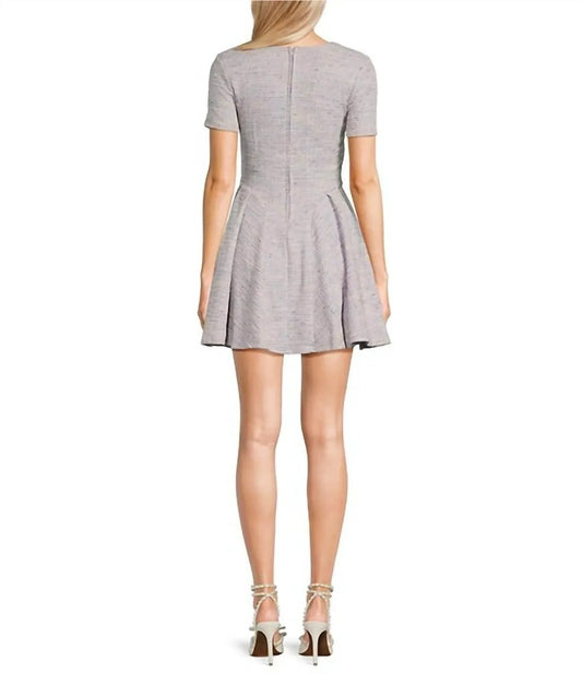 Emerald Sundae - Printed Boucle Square Neck Short Sleeve Dress - Rack Hunt