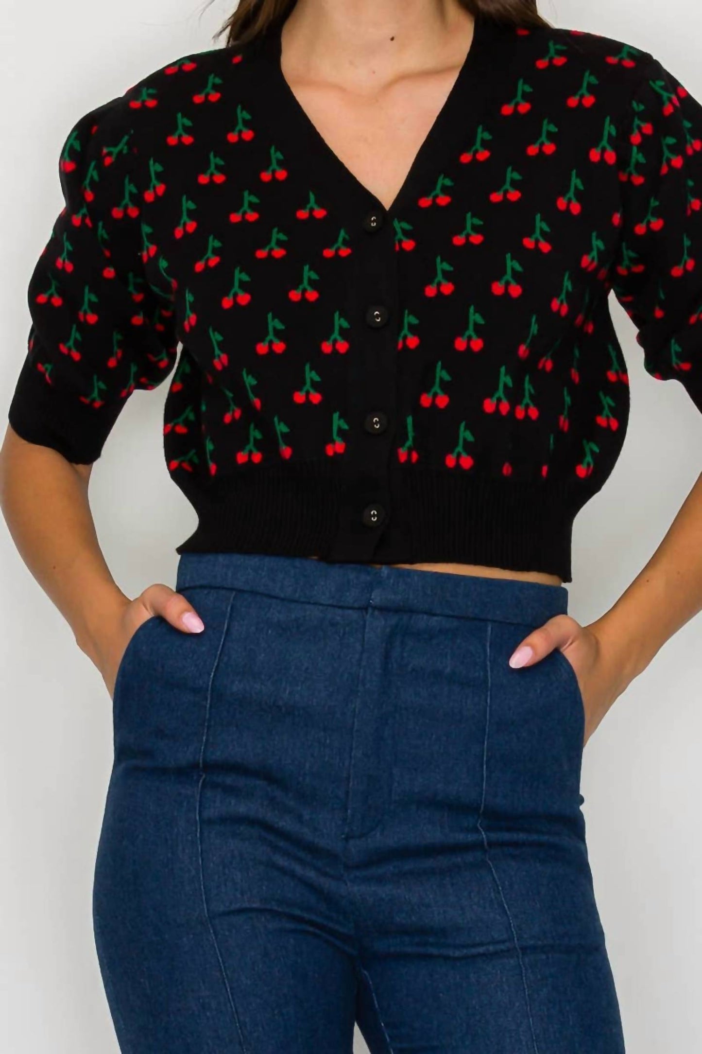 Cute As Cherry Crop Sweater