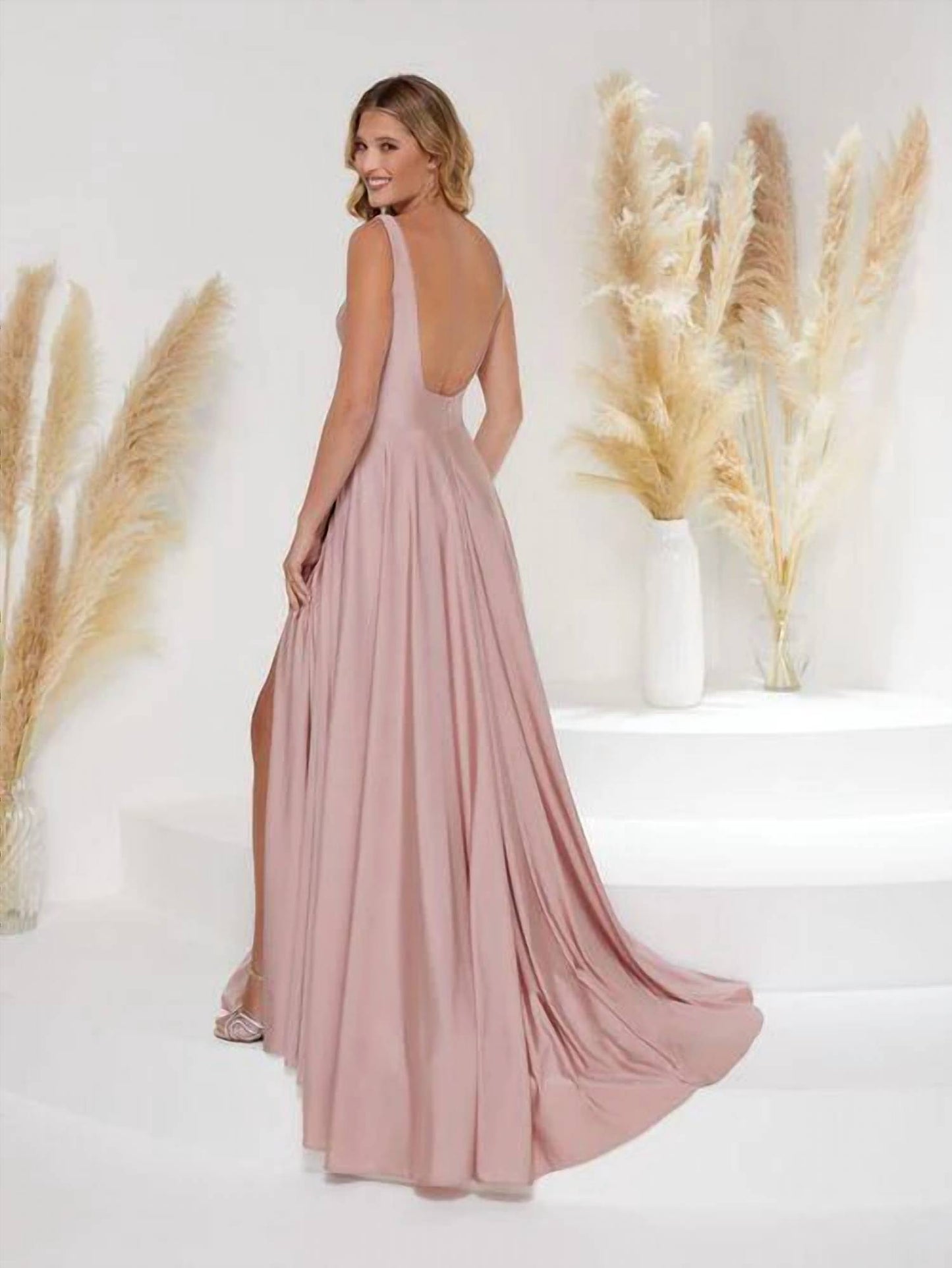 Open Back Front Slit Dress