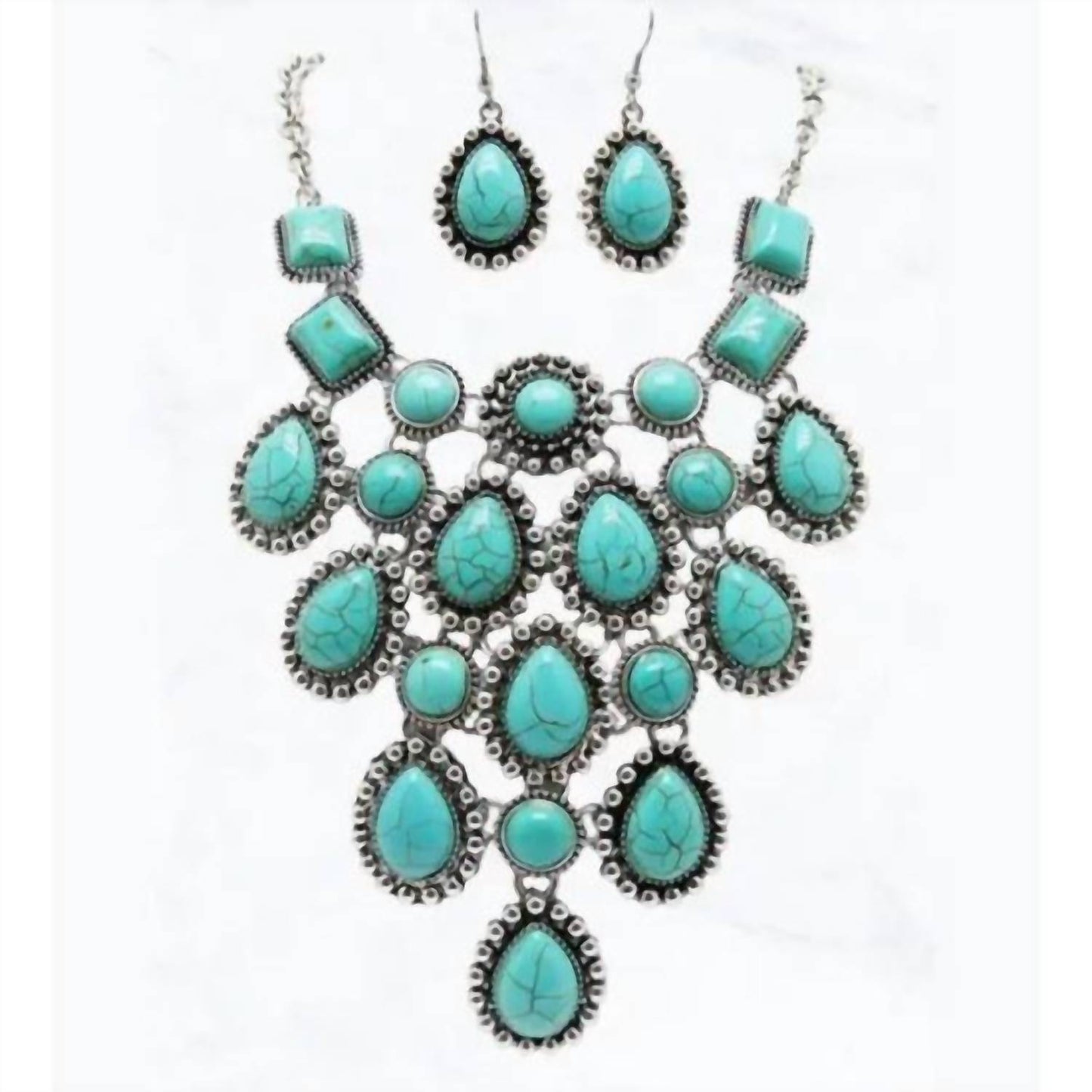 Women's Stone Statement Necklace & Earring Set
