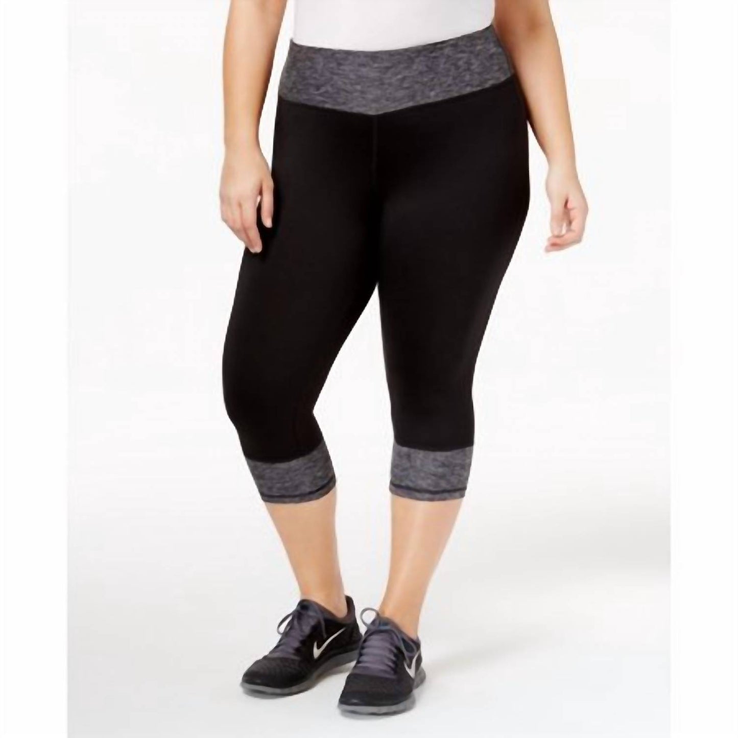 Ideology Womens Plus Size Colorblocked Crop Leggings