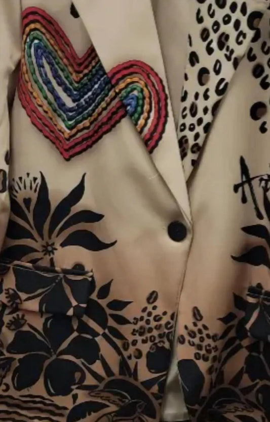 LOOWIE - Women's Heart Printed Blazer - Rack Hunt