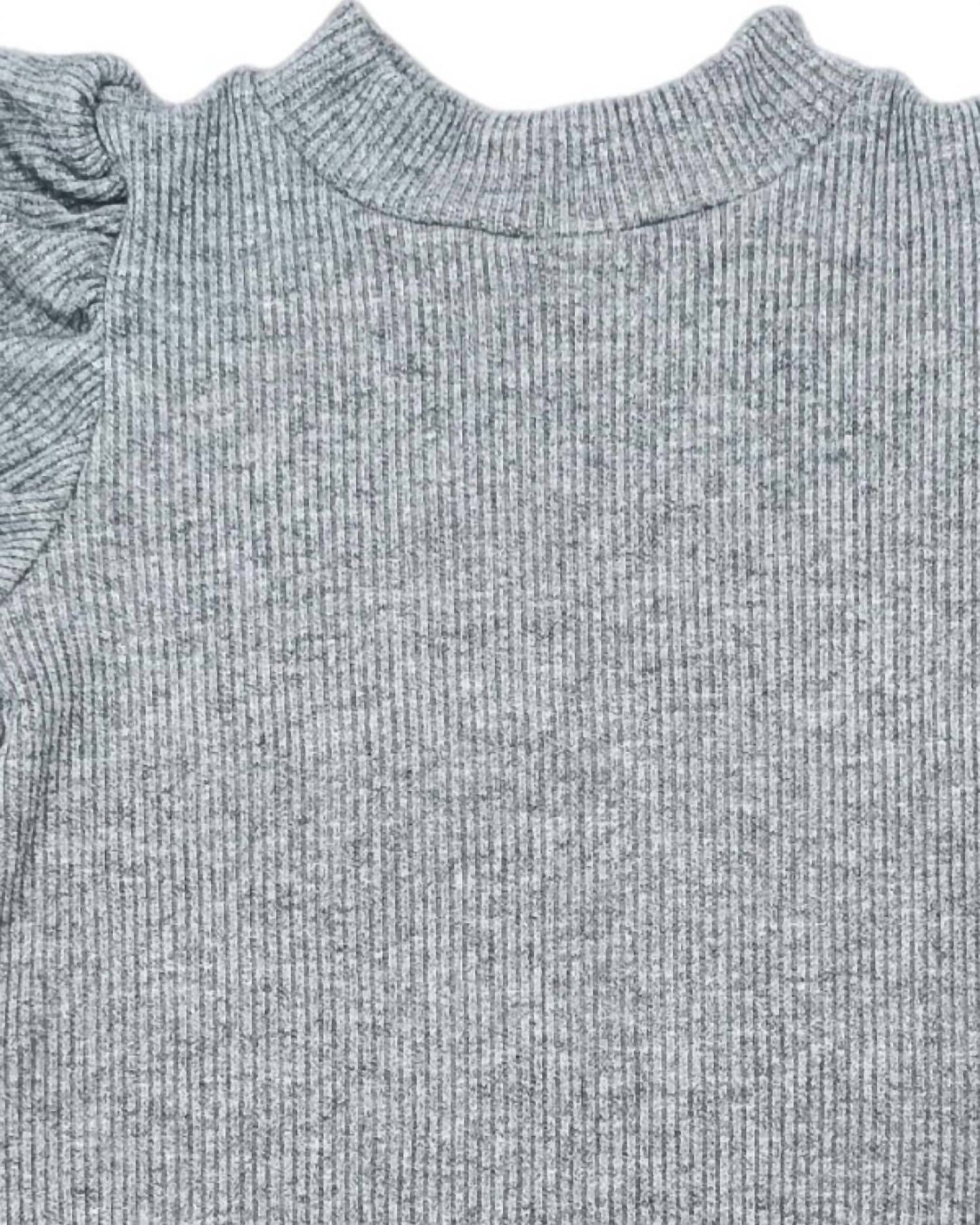 Girl's Ribbed Sparkle Puff Sleeve Top