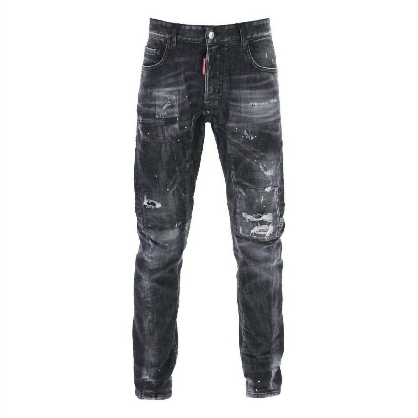 Men’s Sprayed Effect Distressed Skater Jeans