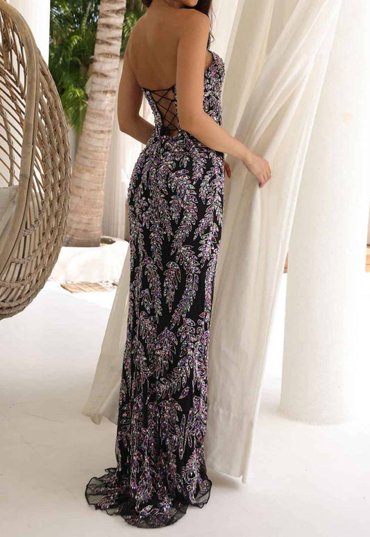 Strapless Floor-length Sequin Prom Dress