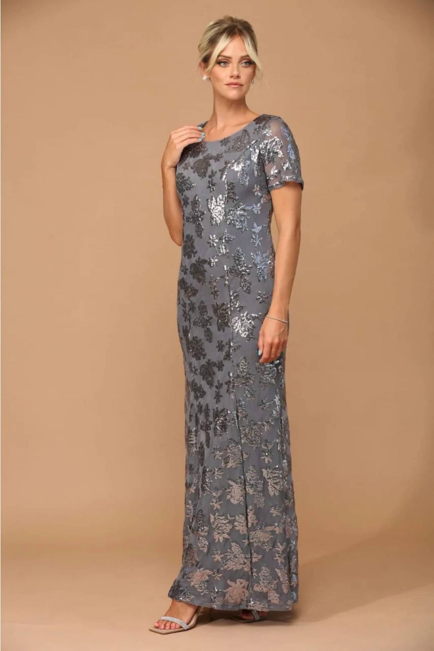 Sequin Mother Of The Bride Sheath Evening Gown