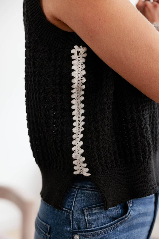 Mac & Me - Boarder Crochet Sleeveless Sweater - Rack Hunt -