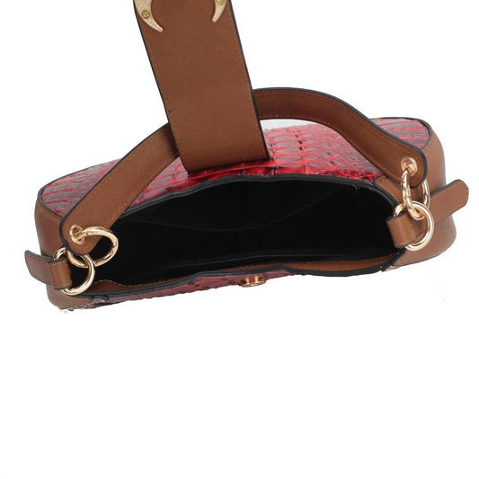 Women's Jain Half Moon Croc-embossed Shoulder Bag