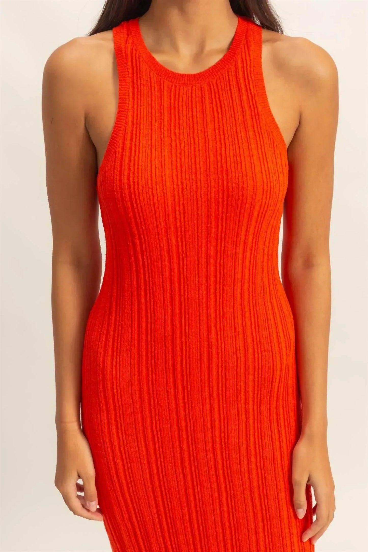 PinkBlush - Kassy Round Neckline Ribbed Knit Bodycon Midi Dress - Rack Hunt