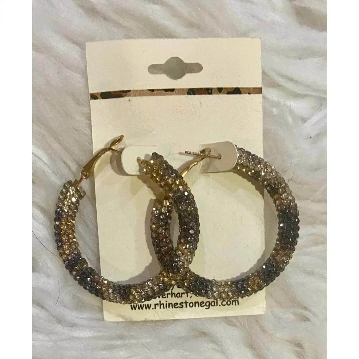 MYS Wholesale - Women's Leopard Crystal Rhinestone Hoop Earrings - Rack Hunt