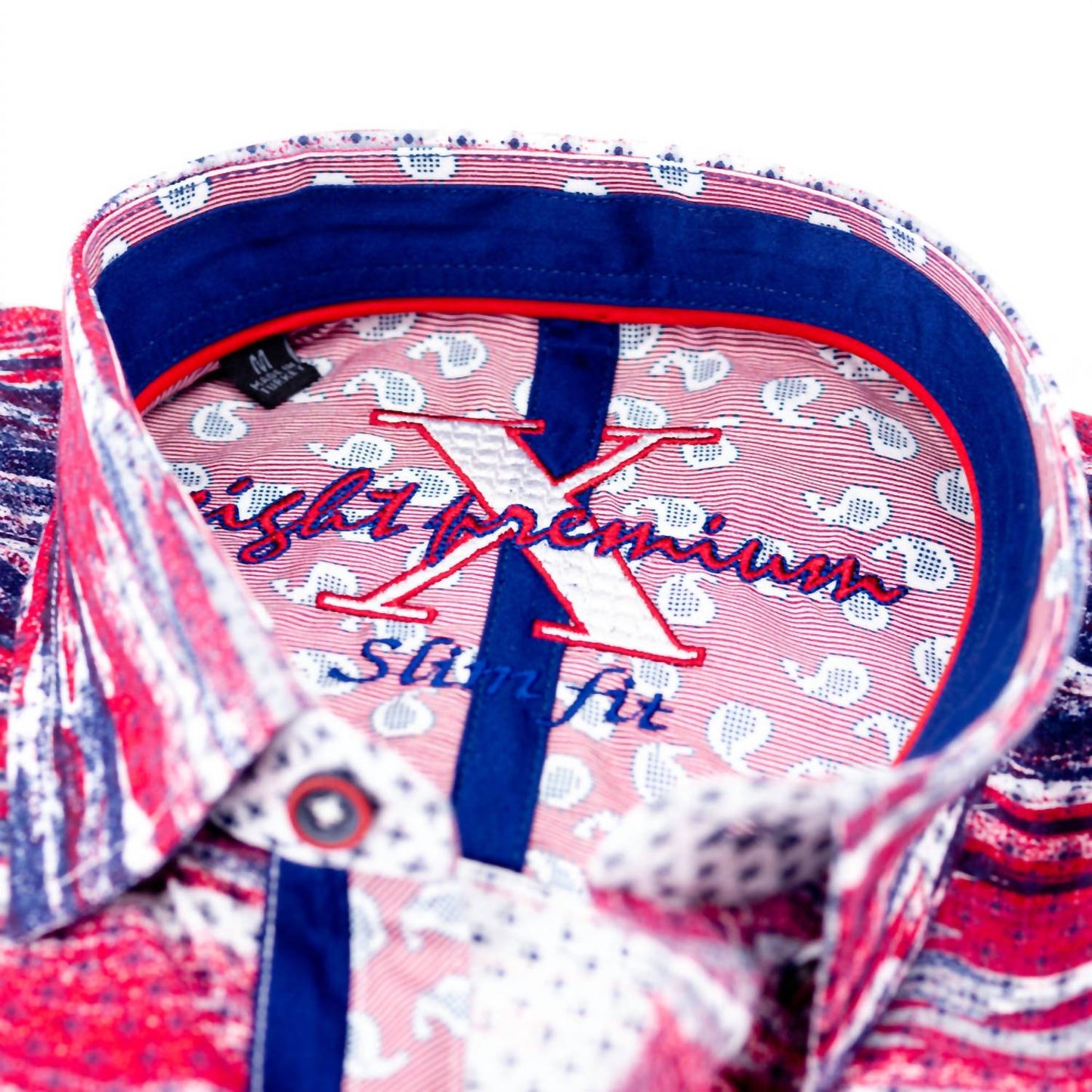 Men's Button Down Print Shirt With Paisley Trim