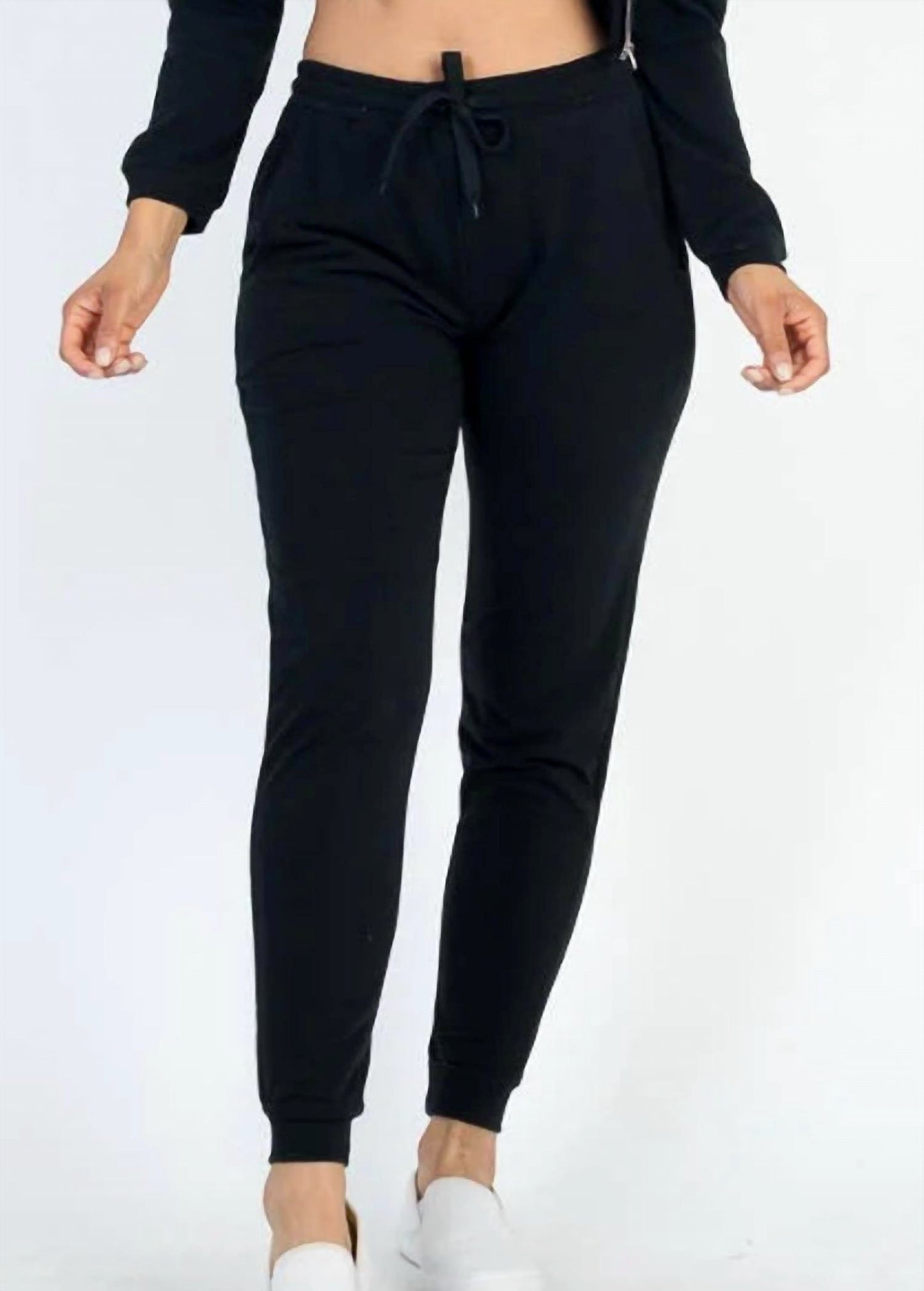 Cropped Cami With Zip-up Hoodie And Joggers Set