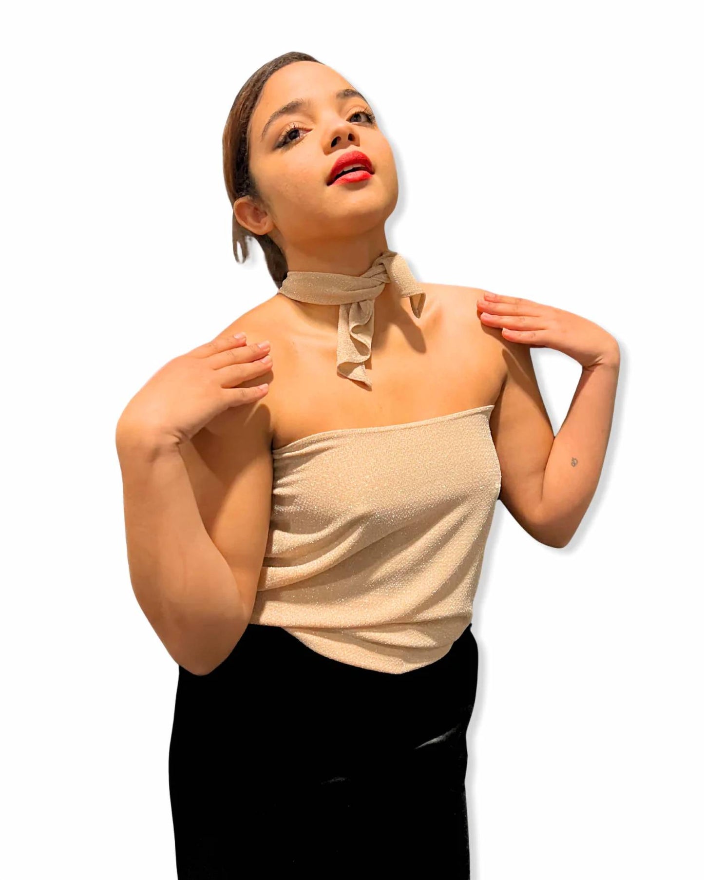 Lurex Shimmer Tie Back Halter Top