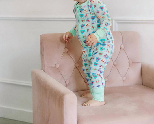 Kids Convo Hearts Bamboo Zipper Romper