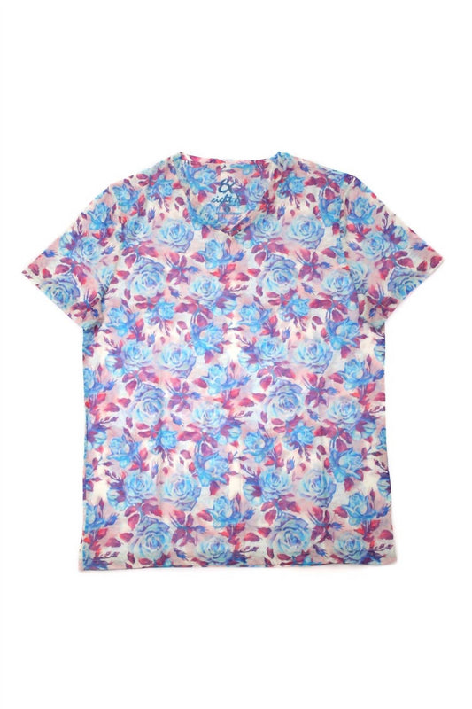 Floral Print V-neck T-shirt