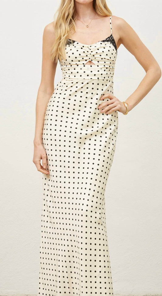 Polka Dot Slip Dress with Lace Detail