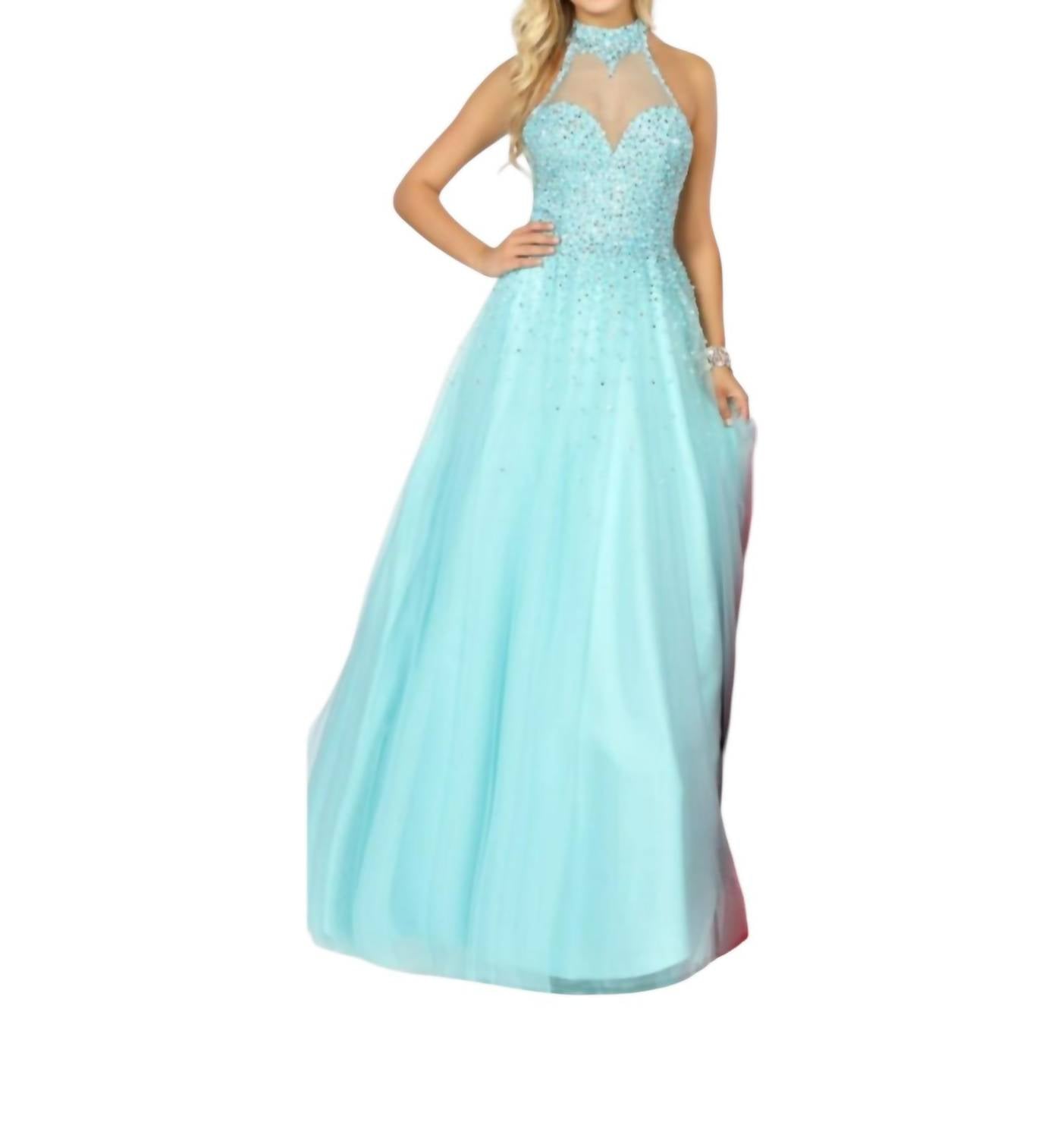 Sequined Halter Sleeveless Gown