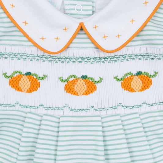 Magnolia Baby - Boy's Lil' Pumpkin Classics Smocked Short Sleeve Bubble - Rack Hunt