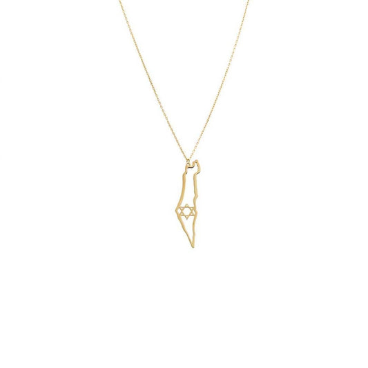 Adina Eden - Cutout Star Of David Map Of Israel Necklace 14K - Rack Hunt -