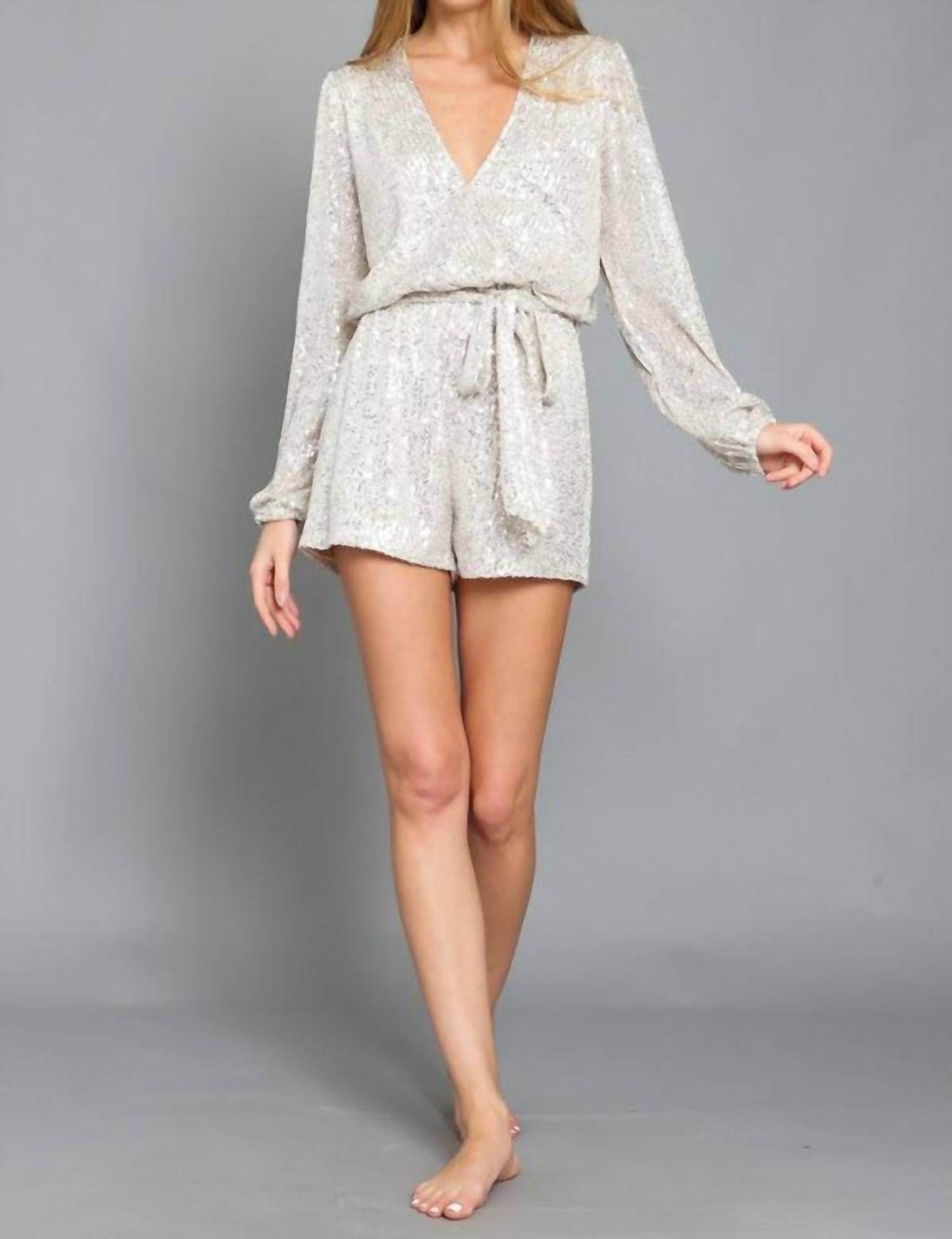 Moda Borboleta - Sequin Long Sleeve Romper - Rack Hunt -
