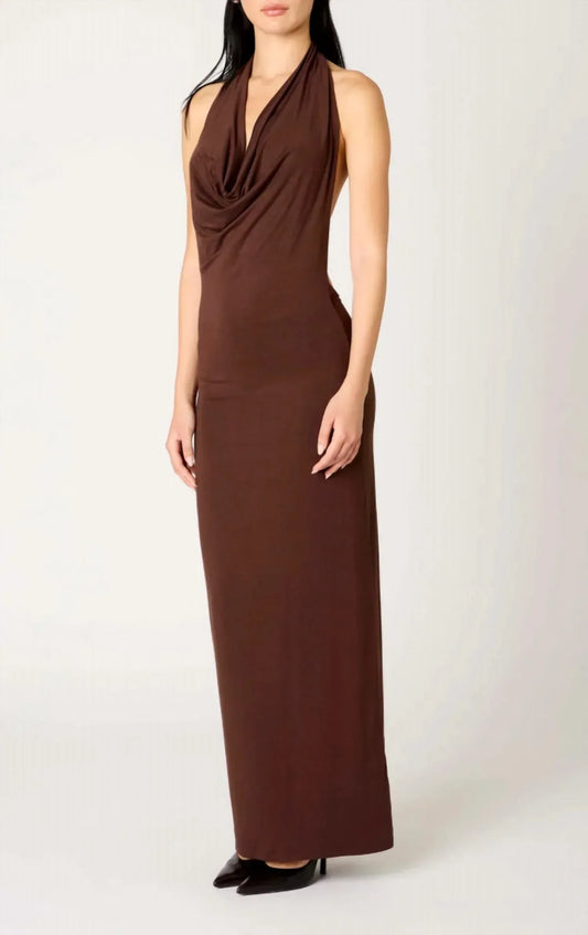 Place Showroom - Halter Cowl Neck Bodycon Maxi Dress - Rack Hunt