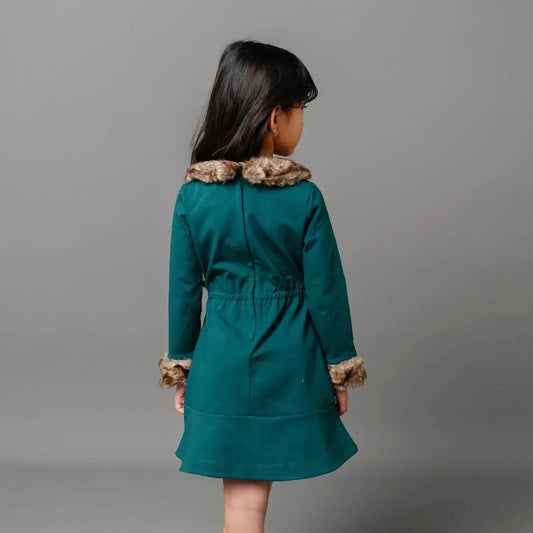 Hope & Henry - Long Sleeve Ponte Dress With Faux Fur - Rack Hunt