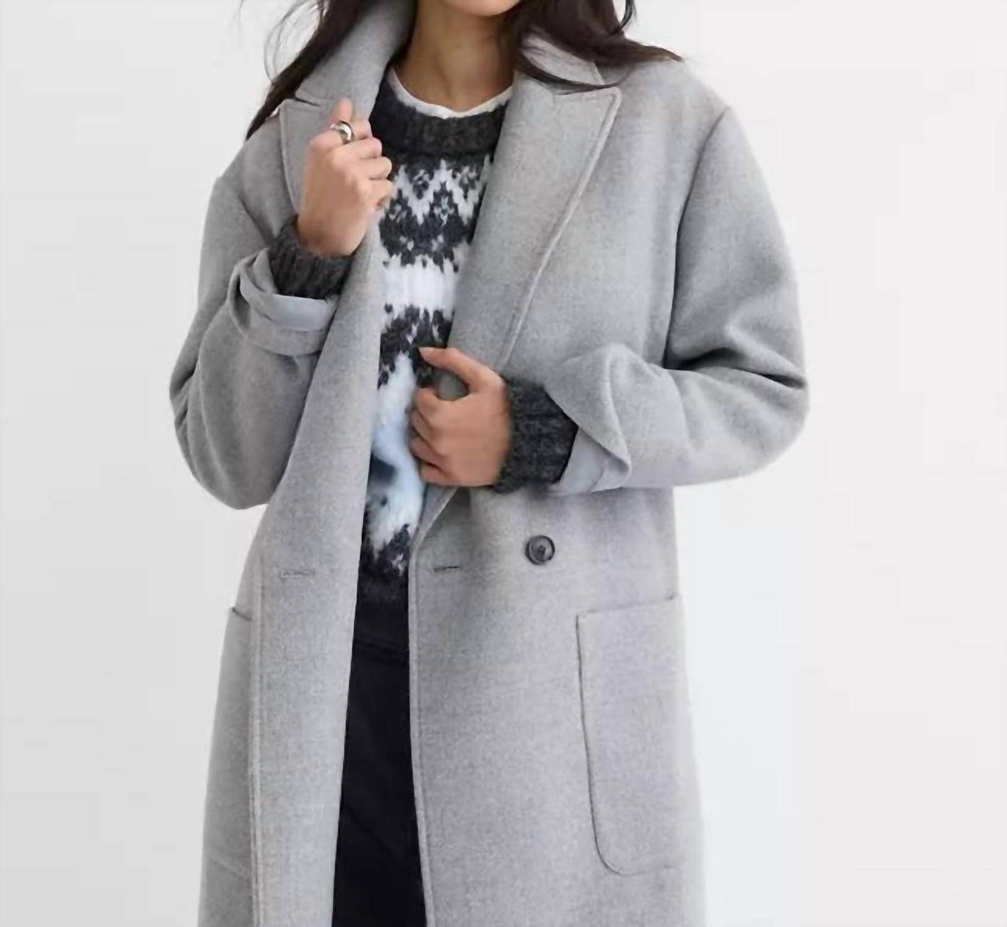 Heathered Patch Pocket Winter Coat
