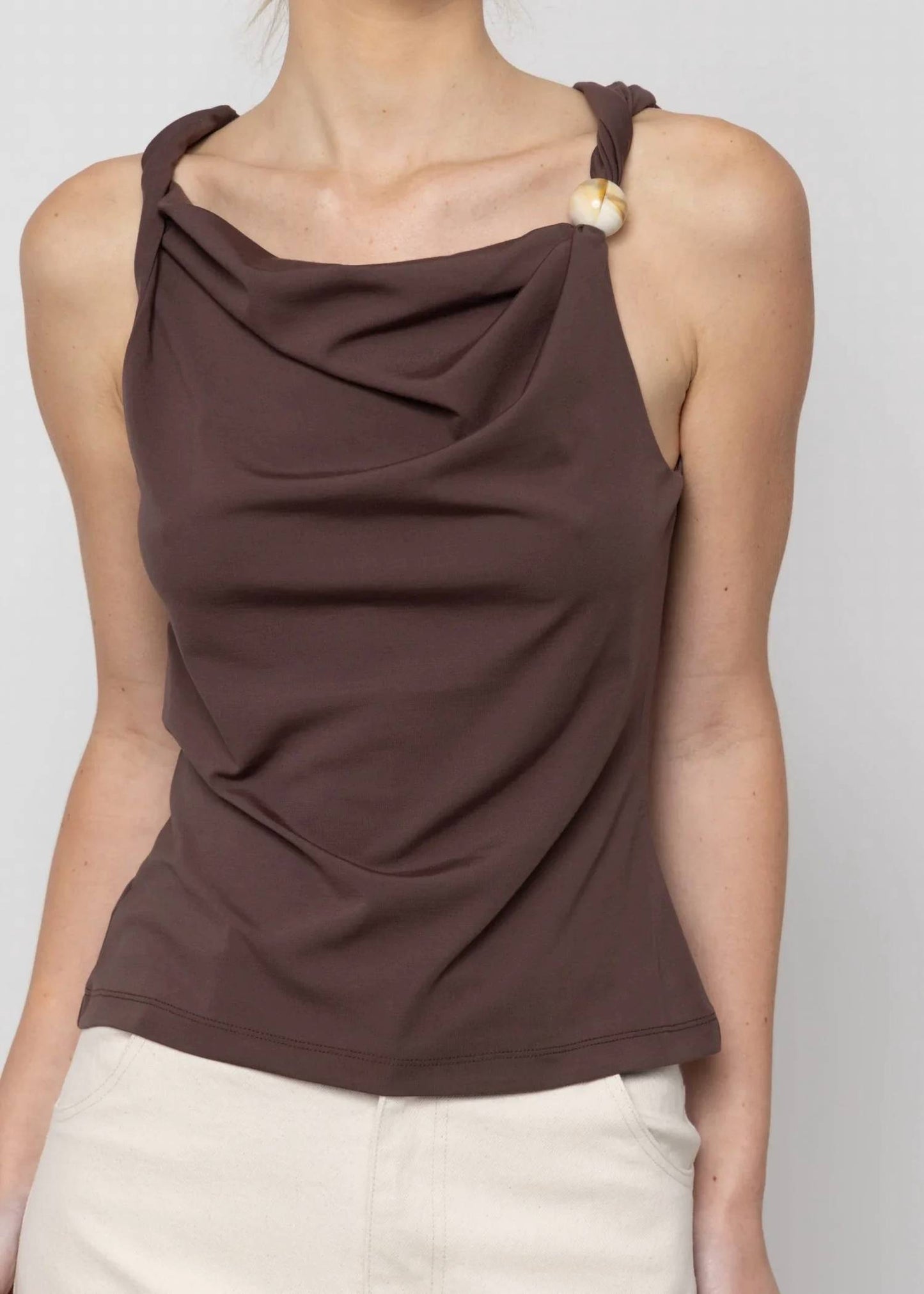 Women's Asymmetric Bead Trim Top