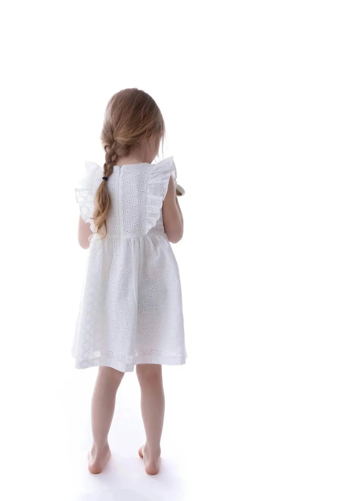 Phlona Girl's Eyelet Dress in White - view 3