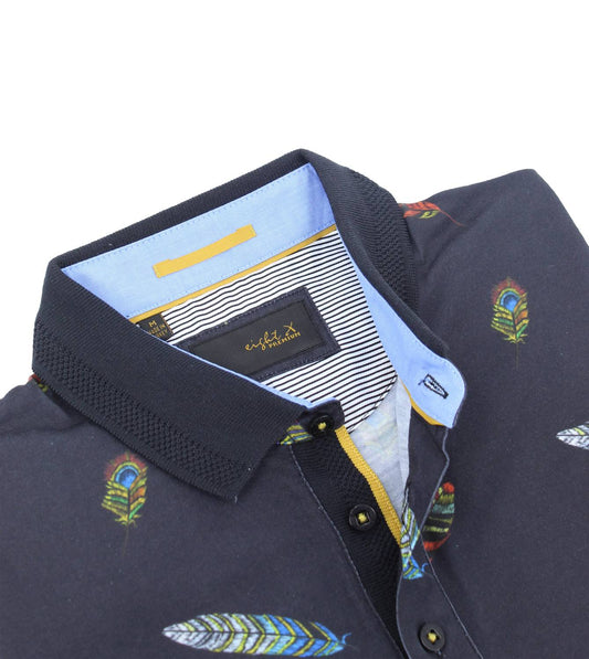 Men's Multi Color Feather Print Polo