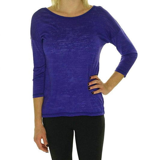 Three Quarter Sleeve Burnout Cutout Back Tee