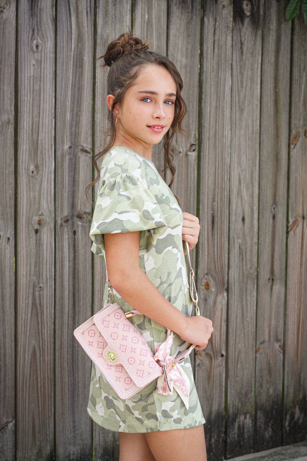 Girls Camo Print Tee Shirt Dress