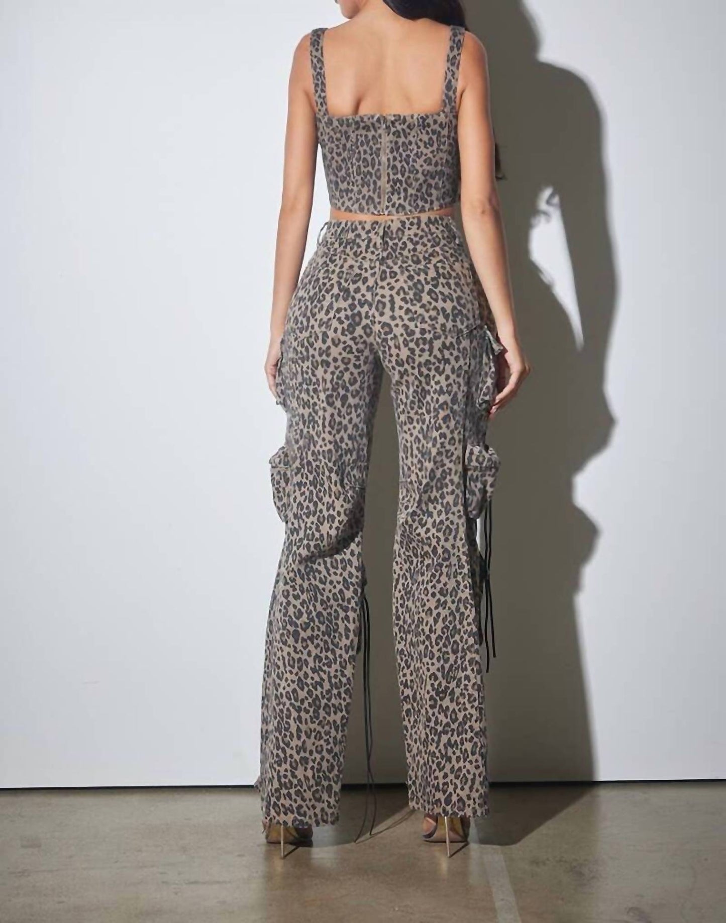 Animal Print Cargo Stretch Pants